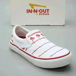 In-Out-Burger Ladies 7.5 Drink Cup Slip-on Skate Palm Tree Tennis/Gym Sneakers
